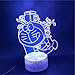 Doraemon 3D lámpara óptica ilusión noche luz USB alimentado 16 colores intermitente...