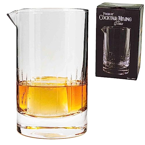 Foghat Cocktail Mixing Glass Beaker 20oz - Seamless, Weighted Crystal Base, Bar Accessories For Mixlogy Bartender, For Cocktails and Smoked Old Fashioned Cocktail Drinks