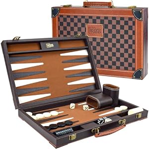 Vovotuzzi XC036-15BG Leder Backgammon Set Schachbrettdesign