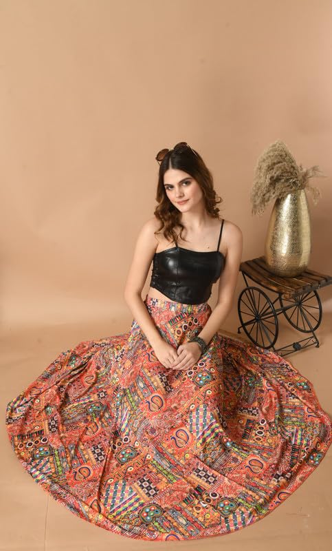 Image of VAGISHA Long Skirts for Women Traditional Ethnic Jaipuri Skirt|American Poly Spandex Casual Skirt for Girls|Summer Skirt|Huge Flare 39Inch Height (No Top Included)