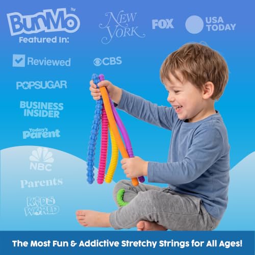 Image of BUNMO Silicone Sensory Toys - 6 Pack Fidget Worms Toy Set | Stretchy Noodles for Kids | Bright, Textured, Fun Stretchy String Noodles Fidget Toy for Tactile Play | Sensory Toys for Kids 5-7