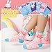 WELSOX Girls Kids Socks Gifts Cute Fun Crew Fashion Funny Novelty Soft Cotton Easter Bunny Socks 6 Pairs(Blue Rabbit,9-14 Years)