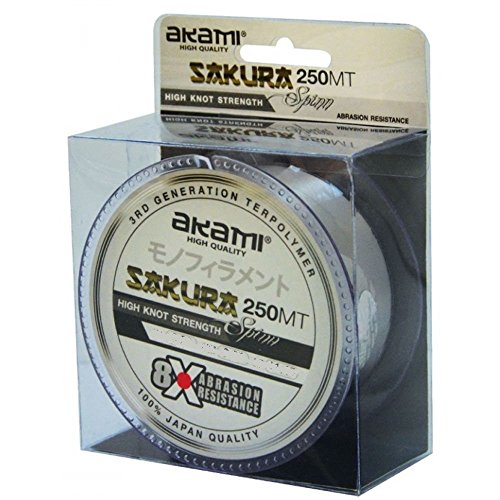 Akami - Sedal monofilamento sakura de 250 m, 0,22 mm, 13,70 lbs, 6,20 kg, nailon