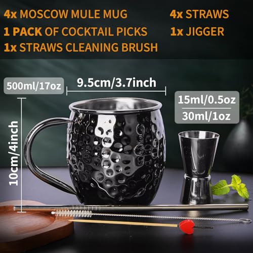 Set de 4 Mugs LINALL Moscow Mule Acero Inoxidable 18oz Negro miniatura 2