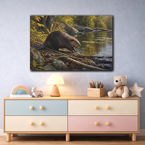 Déco murale castor grand tableau horizontal pour grand mur - 3