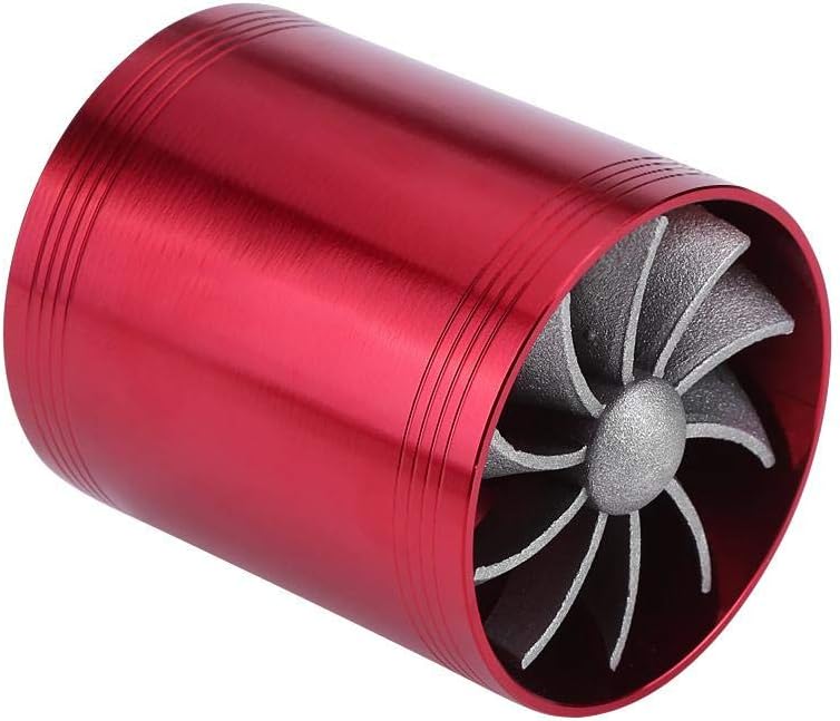 Fuel Saver Turbo, Aluminum Lightweight Universal Antiwear Car Air Intake Turbonator for Vehicles(Red + black accessories)