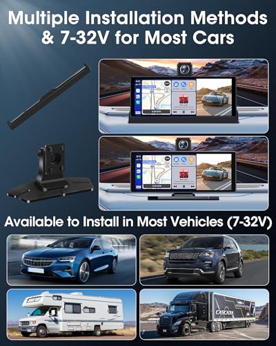 【Limited Time】10.26" Car Play screen, Carplay Screen for Car wiith Apple CarPlay Android Auto 4K Front Rotatable Camera & HD Reversing Camera, Car Tablet with Bluetooth 64G SD Mirror Link AUX - Image 9