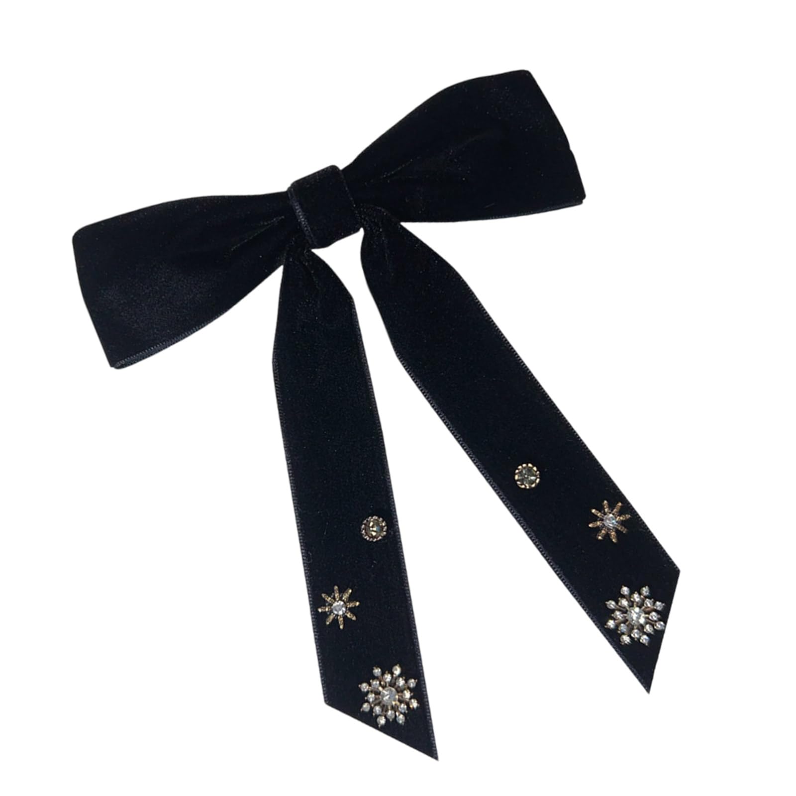 Christmas Party Pre Tied Bows Tie With Rhinestones Snowflake Embellishments For Women Girls Velvets Bowknot Necktie Clip