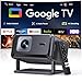 Proiettore 4K【Google TV/Compatibile con Netflix】Videoproiettore Auto Focus e 6D Keystone Projector a Focale Corta Proiettore Portatile WiFi Bluetooth Proiettori Rotabile Home Cinema per Casa e Esterno