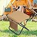 predolo Folding Camping Stool with Side Pocket, Multipurpose Sturdy Small Foldable Chair, Foot Stool for Park Gardening Fishing BBQ, Khaki, L
