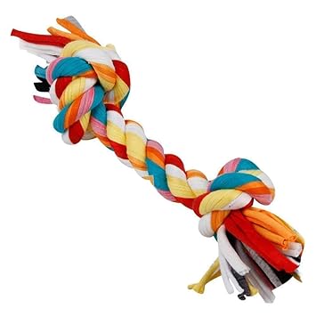 Black Apple Cotton Durable Dog Chew Rope Toy for Small to Medium Dogs (2 Knots, Color May Vary)