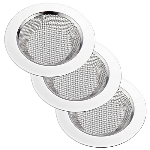 Paquete de 3 Coladores de Fregadero de Cocina de Acero Inoxidable, Coladores de Fregadero de Lado Ancho Grande, Diámetro de 4,5 Pulgadas para Cocina, Fregaderos de Baño