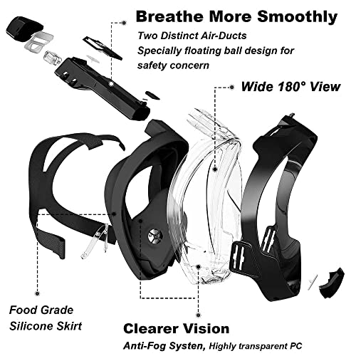 Panoramic Snorkle Masks Full Face, Snorkeling Full Face Swim Mask, Full Face Swimming Mask, Snorkeling Gear For Adults, Diving Mask Adult, Underwater Scuba Face Mask, Snorkel Equipment, Dcyso #TOP1