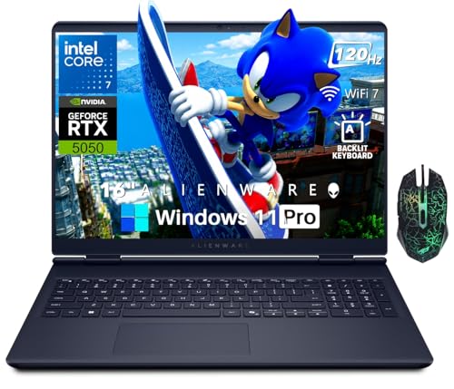 Dell Alienware 16 Aurora Gaming Laptop AC16250 16 WQXGA 120Hz Display Intel Core 7-240H 16GB DDR5 RAM 1TB SSD NVIDIA GeForce RTX 5050 8GB Backlit Keyboard Win 11 Pro Seibosfy
