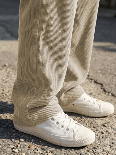 Image of JMIERR Mens Corduroy Pants Wide Leg Baggy Sweatpants | Loose Fit Joggers, Elastic Waist Drawstring, Casual Sweatpants, Vintage Pants, Fall Winter Fashion, Streetwear