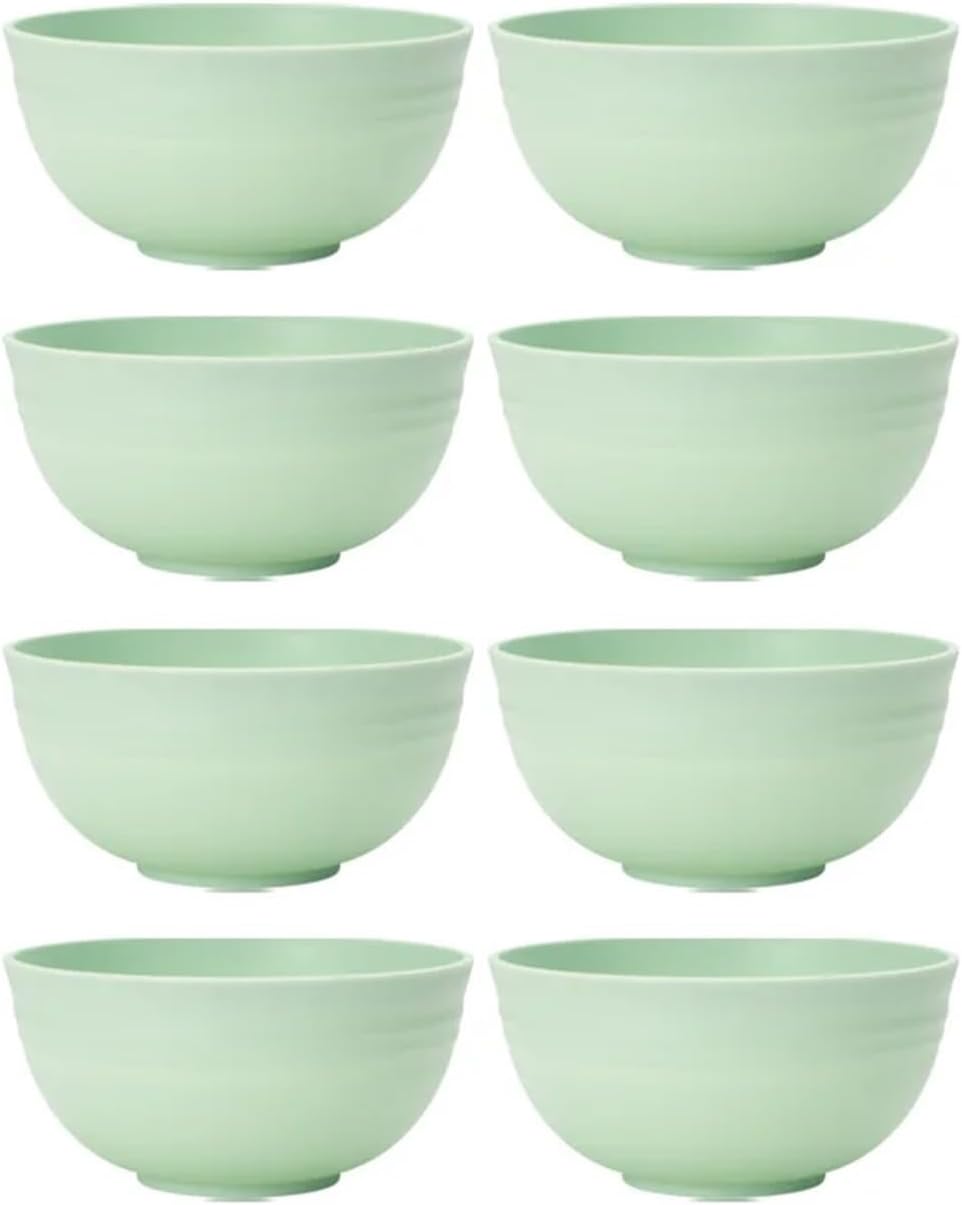 Compatible For 4/6/8pcs Light Green Bowl Household Dinner Can Hold Outdoor Camping(8pcs-Light green)