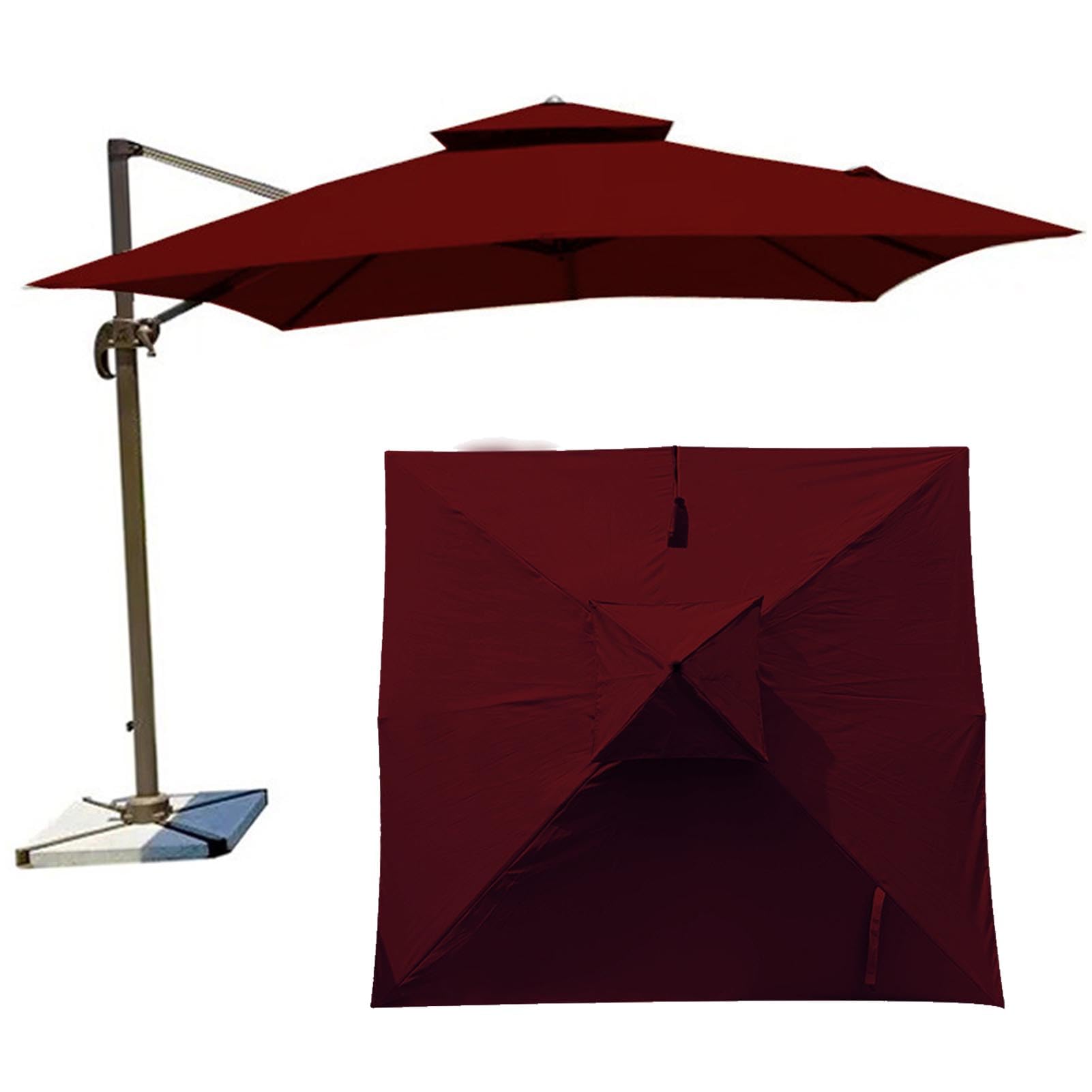 Blgvgklpnt Claret Square Patio Umbrella Canopy Replacement For Hanging Offset Cantilever Outdoor Umbrella 8 Ribs 3X3m-2.5X2.5m Backyard Garden Beach Yard Table Cover(Canopy Only) (,2.45×2.45M(8.2Ft×8.2))