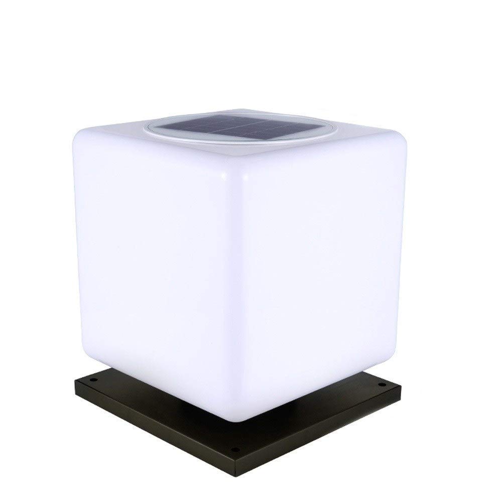 Lanterna a Colonna Solare a LED per Esterni, Quadrata, per Villa, Porta, in Acrilico, a Forma di Lampada da Giardino, Balcone, Parco, Nera, Impermeabile con Grado di PRO,36 * 30cm
