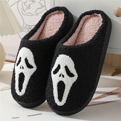 Fuzzy House Slippers for Women Men, Halloween Christmas Holiday Season Cute Slippers, Cozy Fluffy Plush Slip On Shoes Slipper, Soft Comfy Bedroom Indoor Winter Warm Fleece Slipper2