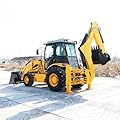 4WD Backhoe Loader with Front and Rear Bucket for Construction | Heavy Duty Backhoe Loader Compact Multifunction Digging and Loading Machine