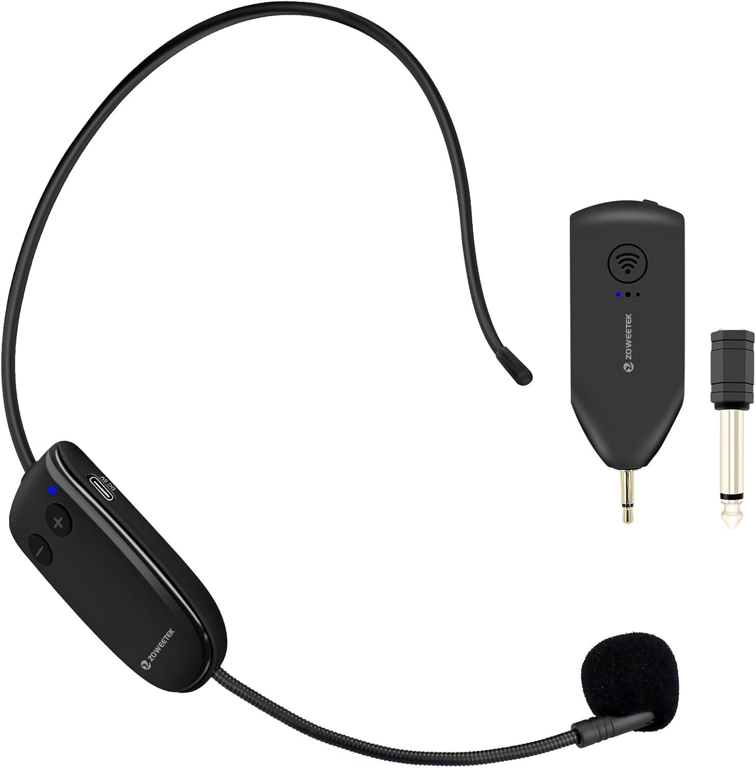 ZOWEETEK Wireless Microphone Headset,UHF Headset Mic System,165ft Range,Support Voice Amplifier,PA System,Power Amplifier etc,Suitable for Teacher,Yoga and Fitness Instructor,Training,Lecturers