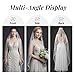 MAOFENG 160cm Wedding Veil Pearls and Crystals Beaded Edge Fingertip Length Bridal Veil for Wedding Party photography Fashion Show, Beige