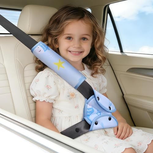 COOLBEBE Kids Seat Straps Cover Pad, Child Shoulder & Belly Comfort Cushion Set, Universal Seat Strap Cover for Booster, Strollers, High Chairs, Blue — view 6