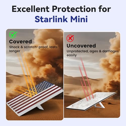 Image of Starlink Mini Protective Cover Case, Hailproof Liquid Silicone Protective Case for Starlink Mini Dish, Starlink Minis Accessories Waterproof Shockproof Portable for Outdoor Camping, Flag