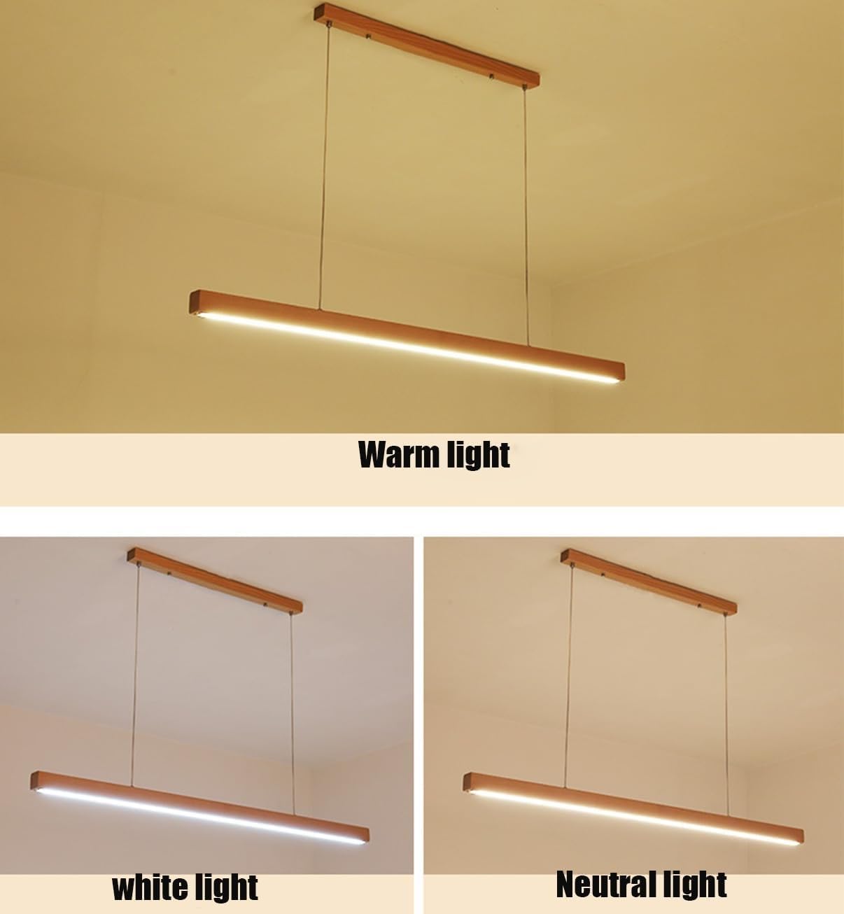 NVKE LED Pendelleuchte esstisch holz Dimmbar Linear Design Hängeleuchte Esstisch lampe Lineare Hängelampe mit Fernbedienung höhenverstellbar Kronleuchter für Esszimmer Küche Büro Lampe(120cm)