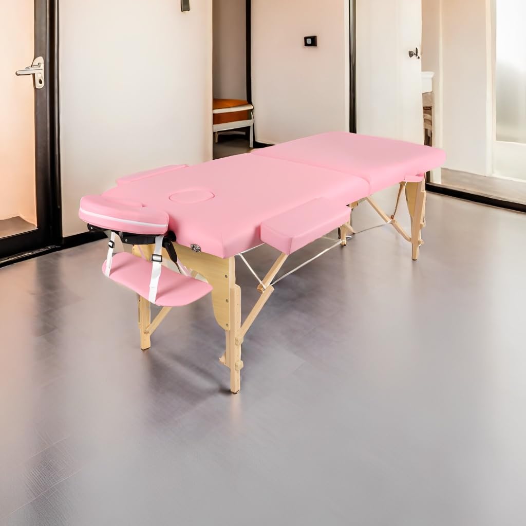 Camilla de Masaje Plegable Estetica: Mesa de Masaje Madera de 2 Zonas - Cama de Masajes Portatil para Fisioterapia Tatuaje y SPA