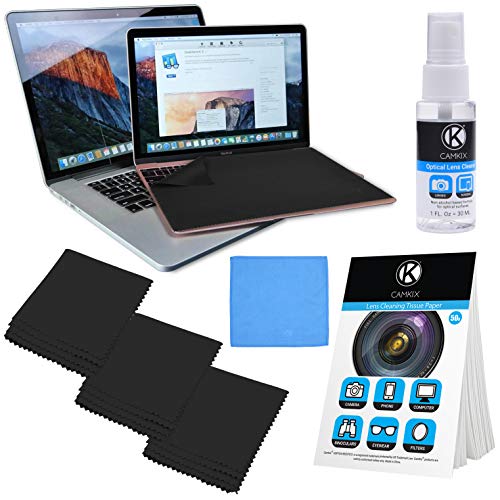 Camkix Mikrofaser-Abdecktuch-Reinigungsset - Kompatibel mit 13' Apple MacBook Air Retina und MacBook Pro - 4X Keyboard Liner, doppelseitiges Tuch, Objektivreinigungstuch-Broschüre, Reinigungsspray