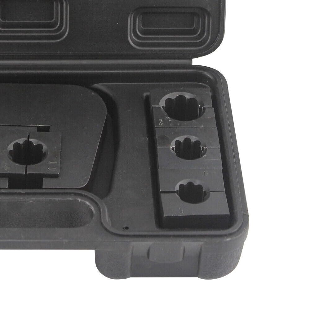 Tragbar Presszange, Auto Klimaanlage Reparaturwerkzeug, Schlauchpresse Zange, Kfz Klimaservice Set, Klimaleitungen Reparatur Kit, Langlebiges Eisen, 4 Matrizen