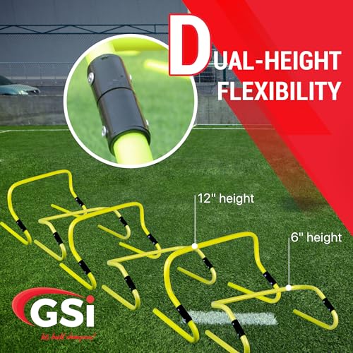 GSi Dual Height Agility Hurdle Pack of 6 – Adjustable 6" & 12" Training Hurdles for Sports, Fitness, and Agility Drills – Durable PVC Yellow Speed Hurdles for Soccer, Track, and Football Training - Image 2
