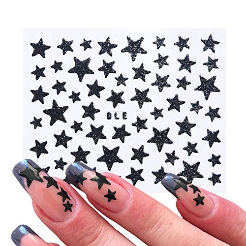 Star Nail Art Stickers Decals Star Nail Supplies 3D Self-Adhesive Colorful Glitter Shiny Stars Design Nail Slider Accessories For Women Manicure Tips Diy Nail Acrylic Decorations #TOP2