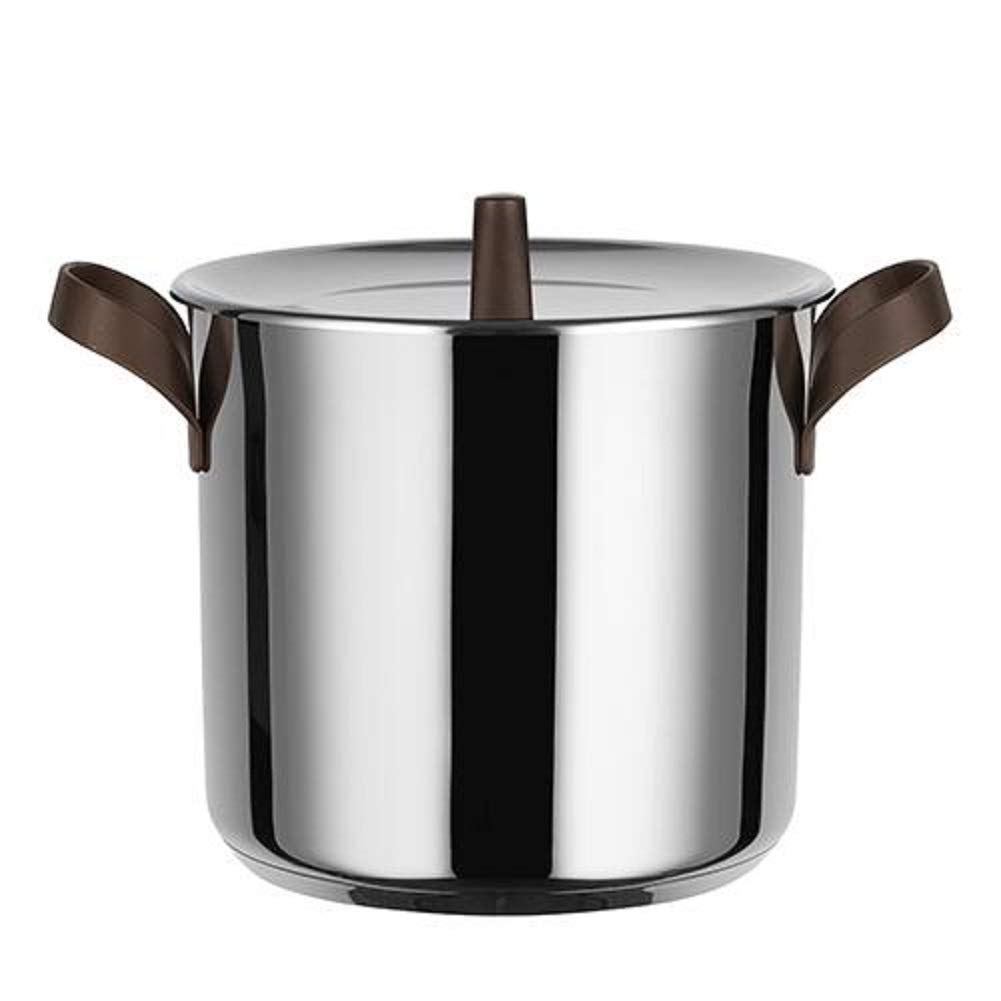 Alessi edo con PU308 trilaminewok met deksel van roestvrij staal, handgrepen en handvat van roestvrij staal met PVC-coating, bruin
