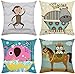 JZZCIDGa Fodera per Cuscino Cartoon Monkey Federe Federa Quadrata per Divani Letto Sedie Fodera per Cuscino Set di 4, 45 X 45 Cm Fodera per Divano Cuscino