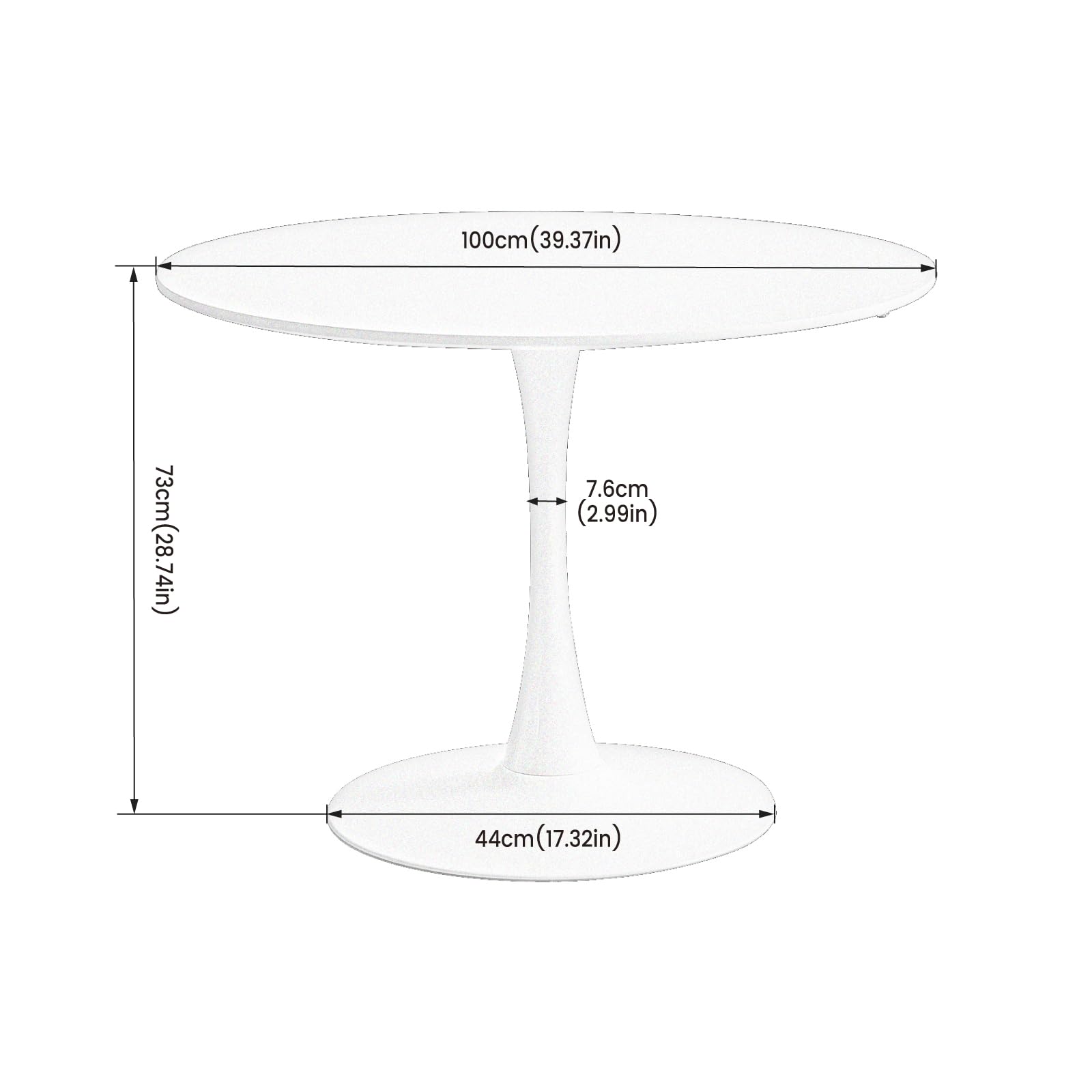 buybyroom Tavolo da pranzo rotondo moderno, Ø - 100 cm, Desktop Interrotto,tavolo da bar, scrivania, adatto per cucina, sala da pranzo, soggiorno e ufficio, per 4 persone, bianco