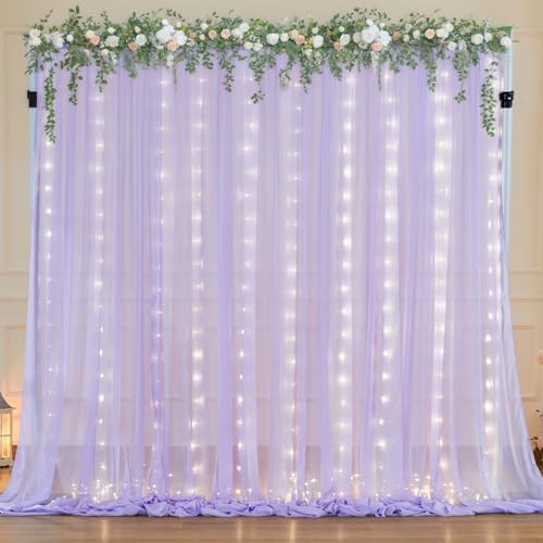 Cortina de Fondo Lavanda de 5'x7' con Luces para Eventos miniatura 1