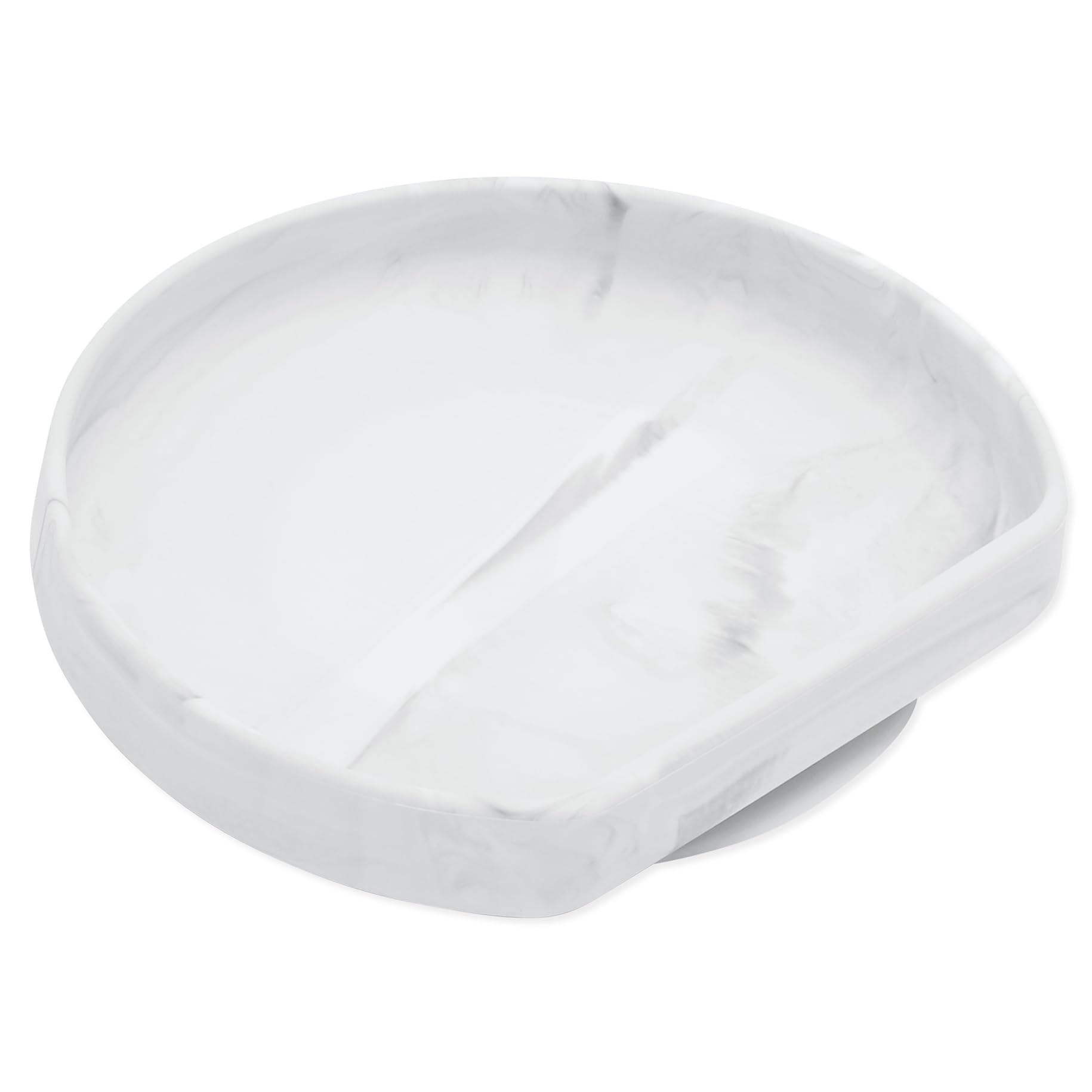 Bumkins Silicone Grip Dish, Suction Plate, Divided Plate, Baby Toddler Plate, BPA Free, Microwave Dishwasher Safe - Marble