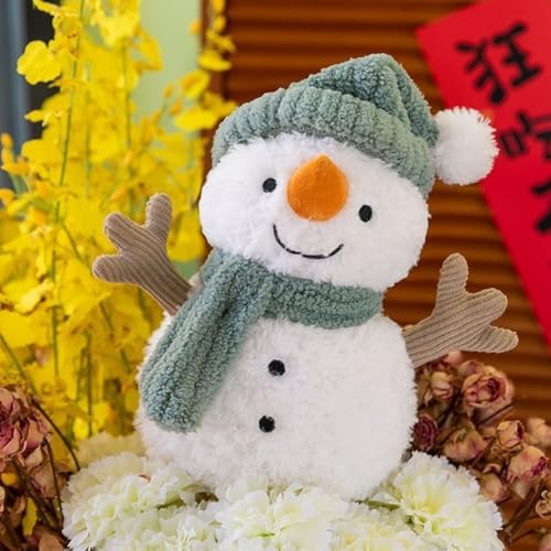 Weihnachten Kuscheltier Schneemann,25cm Weihnachten Schneemann Weiches Fell Plüsch, Plüschtier Christmas Plüschpuppe Dekoration Stofftier Plüsch Figuren Spielzeug für Kinder Mädchen Jungen (C)