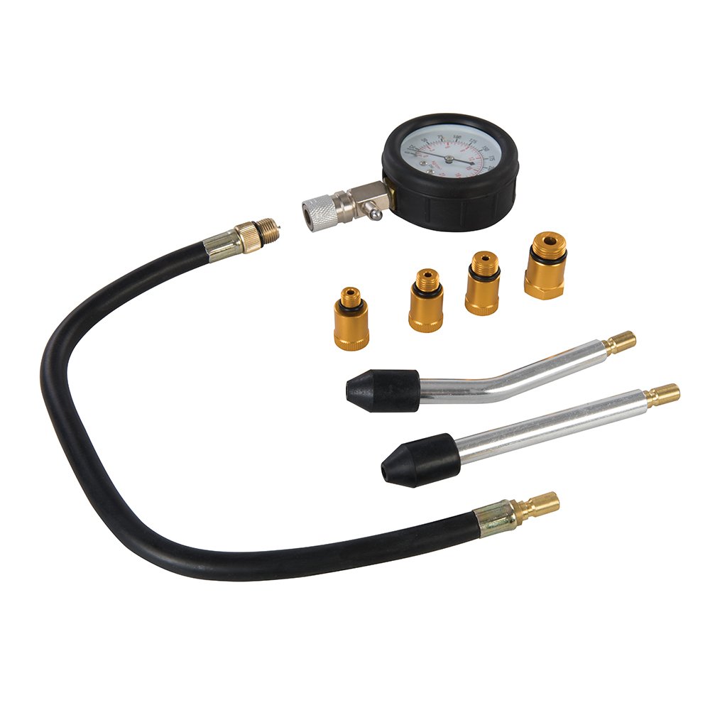 Silverline 953656 Kompressionsprüfer für Benzinmotoren, Beige, 8 - Teilig Satz