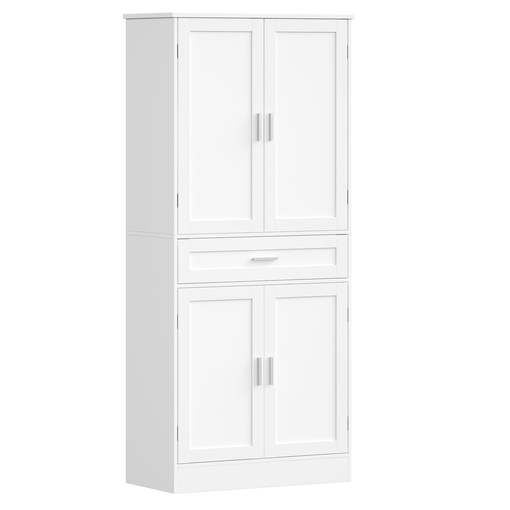 Hzuaneri Credenza Cucina, Mobile Alto da Cucina, 4 Ante, 1 Ampio Cassetto Grande, Scaffale Portaoggetti Dietro la Porta, 40 x 80 x 180 cm, Moderno, Cucinas, Soggiorno, Bianco PT21003X