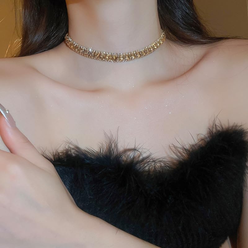 Women Rhinestone Crystal Jewelry Set Crystal Tennis Design Rhinestone Choker Necklace Link Bracelet Teardrop Earrings Set Wedding Bridal Bridesmaids Party - Image 3