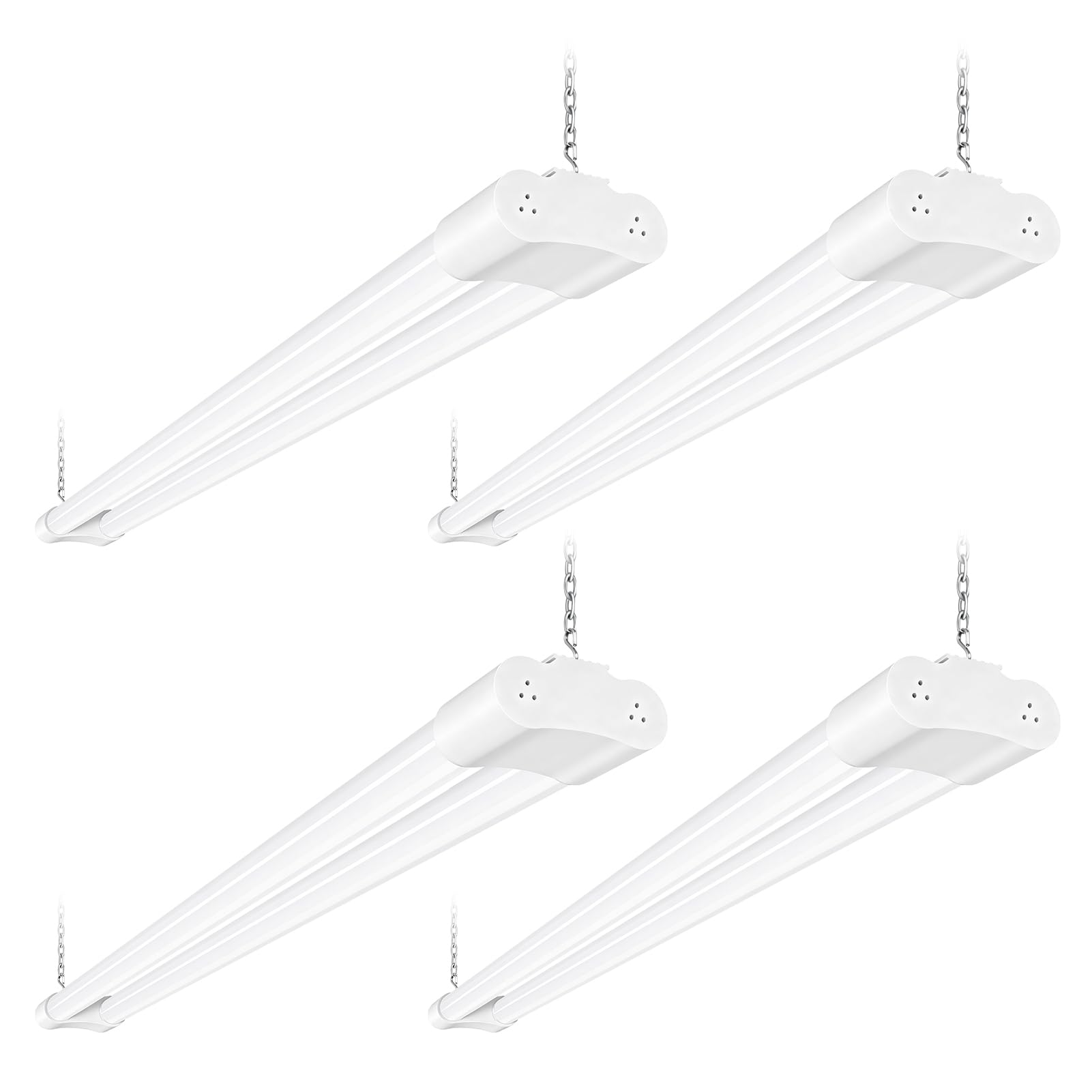 Ankishi 4 Pack 5000k Led Batten Light, 4FT, 42W Plug in Ceiling Light Led, 5000LM Workshop Lighting for Garage, Office, Bedroom, Living Room,Wall, Kitchen, Shed（White）