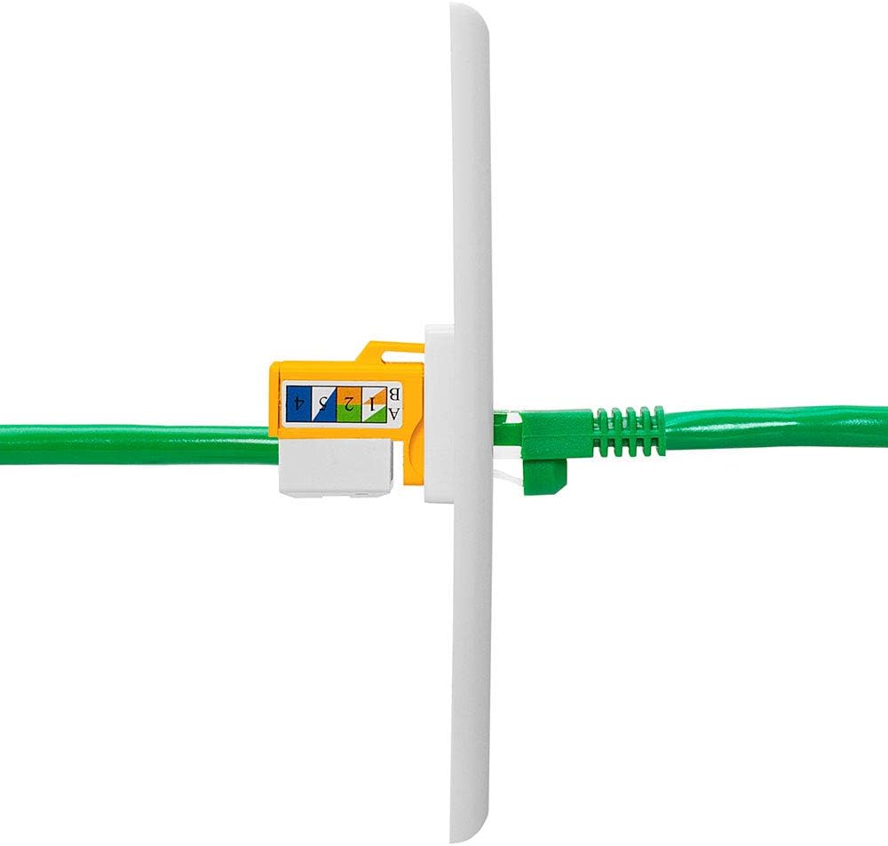 Cat5 Keystone Jack 10-Pack 1Gbps RJ45 Keystone Jack 90° Degree Punch Down for RJ45 Connectors, Patch Panel and Wall Plate in Yellow