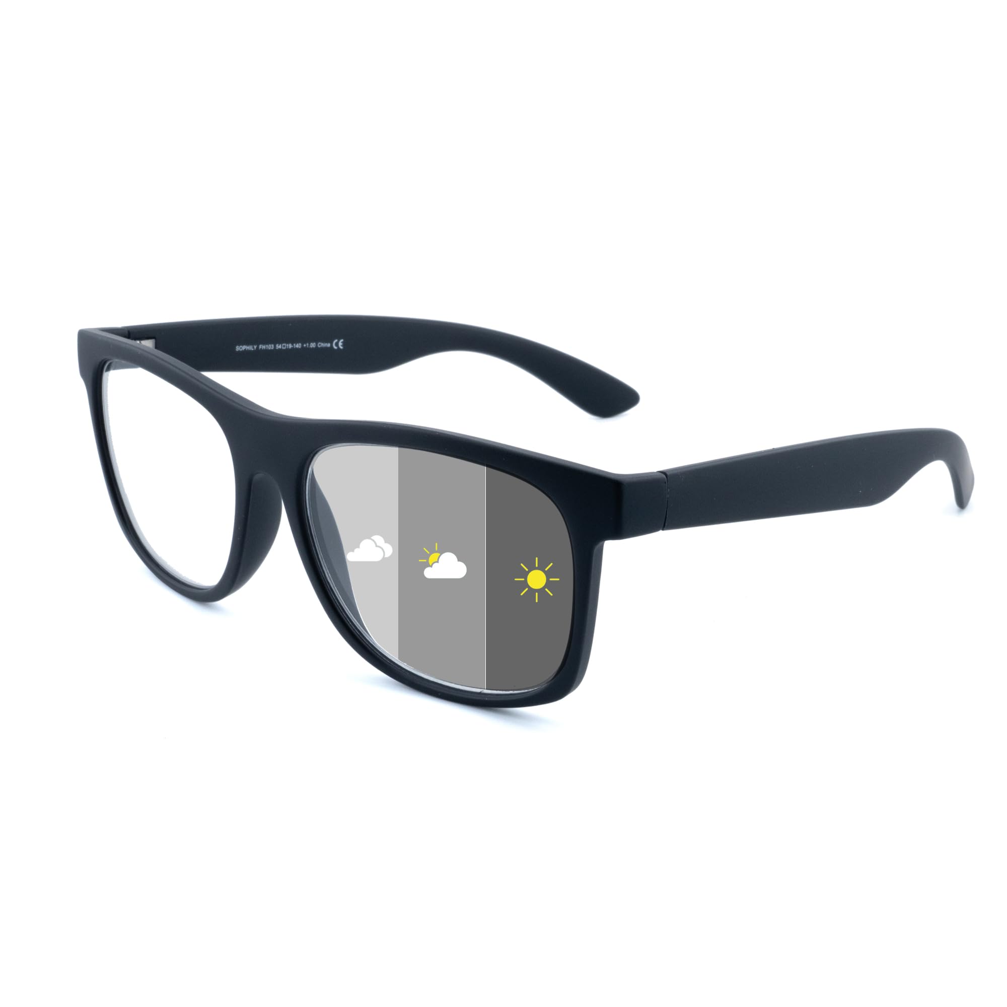 Photochromic Reading Glasses for Women Men, Womens Mens Full Reading Sun Glasses Variable Tinted Readers Grey Color Lens Black Frame, +2.5