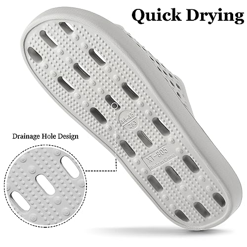Image of Aoowoll Mens Shower Shoes With Holes Dry Quickly Bath Slippers Womens Non Slip Indoor Home Bedroom Pool Spa Guest College Dorm