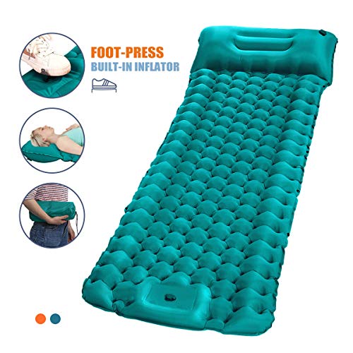 SGODDE Matelas de Camping Gonflable, Coussin Gonflable Ultraléger Résistant à lHumidité, Tapis de Sol Gonflable Peut Être Épissé pour Camping/Randonée/Voyage/Tente/Sacs de Couchage