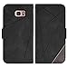 Compatible with Samsung Galaxy S7 Edge Wallet Case and Tempered Glass Screen Protector Flip Cover Card Holder Stand Cell Phone Cases for Glaxay S7edge Gaxaly S 7 Plus Galaxies GS7 7s 7edge Women Black