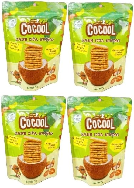 Amazon | コクール COCOOL 焼き ココナッツクラッカー オリジナル 50g (4袋 オリジナル) | ノーブランド品 ...